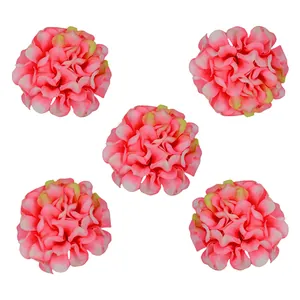 Set of 5 pink artificial layered chrysanthemum flower heads for DIY crafts