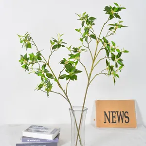 Lifelike artificial Pieris japonica branches for home decor in transparent glass vase