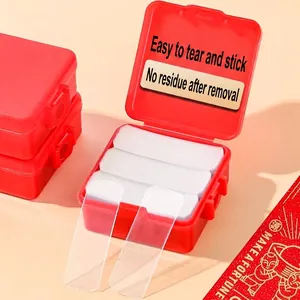 Transparent traceless double-sided adhesive strips with red storage box for home use