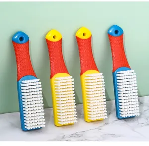 Detail of multi-functional soft bristle shoe brushes for household cleaning tasks