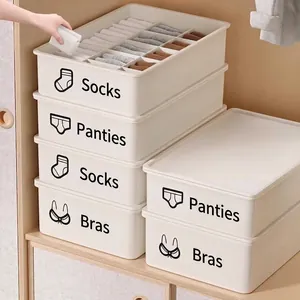 Underwear Storage Box PP Plastic Stackable Dividers Bra Panties Socks Closet Organizer Drawer Lid Home Storage Case