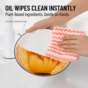Thick wavy pattern microfiber dishcloth for effective kitchen oil removal and cleaning