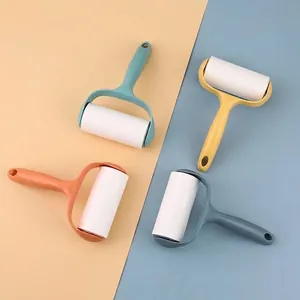 Portable lint roller set with 4 Morandi colors for efficient pet hair and dust removal