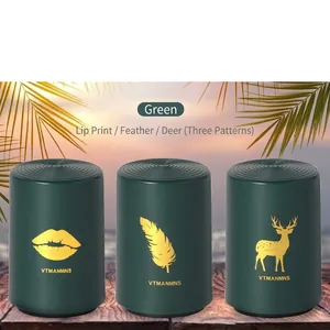 Automatic push-down beer bottle opener in dark green with creative gold patterns