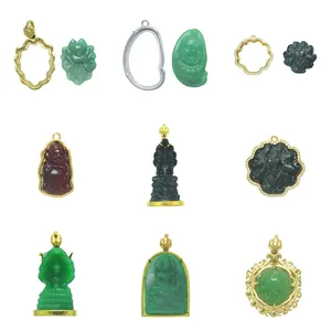 Zevenkoppige Naga Boeddha-amuletten en roestvrijstalen hangerframes voor sieraden