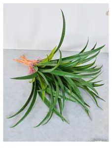 Detailed close-up of artificial green cymbidium orchid leaves for home floral decor