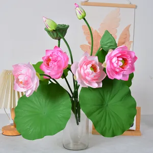 7-Kopf Großer Künstlicher Lotus Blume Simulation Grün Pflanze Seidentuch Lotus Strauß Für Haus Büro Tempel Zen Blumendekoration