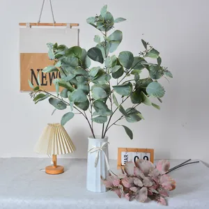 Nordic Style Artificial Eucalyptus Long Branches With Berries Fabric Greenery For Home Decor Wedding Office Flower Arrangement