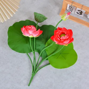 Realistisches künstliches 7-Kopf-Rosa-Lotus-Bouquet für die Zen-Heimdekoration im Zimmer