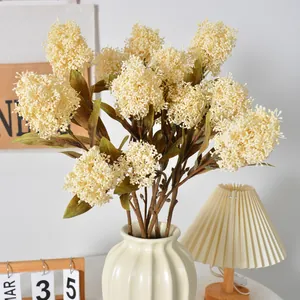 Realistic artificial cream Skimmia japonica flower branch for home table decoration