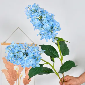 Large artificial light blue tower hydrangea flower stem for home garden wedding decor