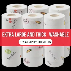 Kitchen Disposable Lazy Rag Printed Cleaning Cloth Washable Oil Absorbing Non-woven Paper Dish Towel For Home Household Cleaning