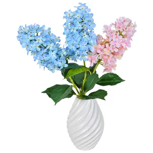Large artificial pagoda hydrangea flowers in pastel blue and pink for home decor