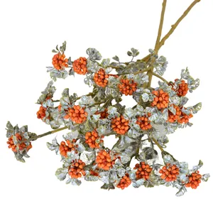 Vintage frosted orange berries artificial branch for autumn home decor centerpiece