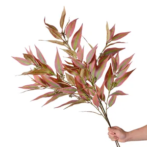 Artificial 5-head eucalyptus branch with realistic red-green gradient leaves