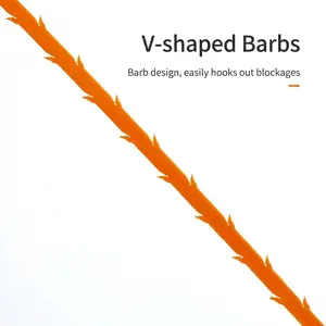 Oranje flexibele afvoerreiniger voor haar met V-vormige weerhaken voor gootsteenverstopping
