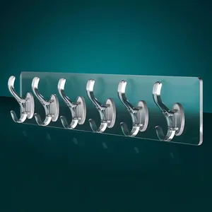 Transparente Selbstklebende Wand Hakenleiste Hoch belastbar Bohrfrei Spurlos Mehrfachhaken Für Badezimmer Küche Aufbewahrung Organisation