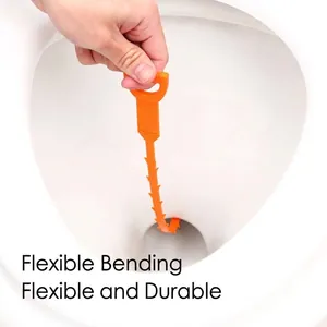 Flexibele oranje plastic ontstoppingsveer voor gootsteen en toilet afvoerleidingen