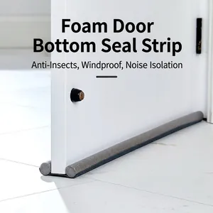 Grey soundproof foam cotton door bottom seal strip for wind and dust protection