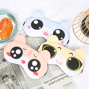Cute cartoon animal sleep masks in pink yellow and blue for hot and cold therapy.