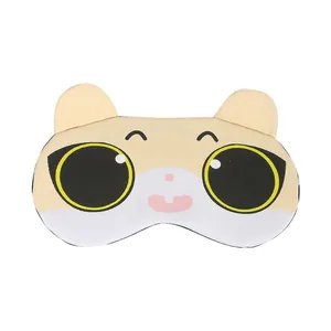 Cute cartoon hamster design sleep mask for light blocking and eye fatigue relief.
