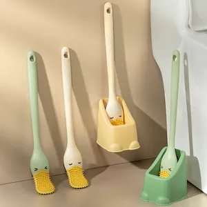 Set scopino per WC a forma di papera in silicone con supporto a parete per il bagno