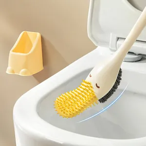 Set scopino per WC a parete a forma di anatra con setole morbide in silicone per bagno