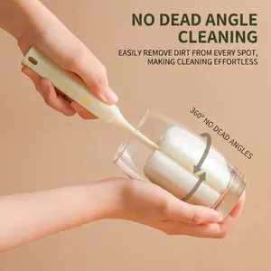 Long-handle sponge cleaning brush for cups and bottles with ergonomic handle