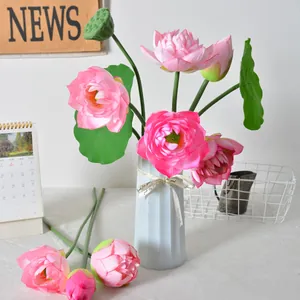 Realistische Künstliche Lotusblume Echter Griff Neuer Chinesischer Stil Seerose Kunstpflanze Lotusblatt Lotusfrucht Für Wohnzimmer Hausdekoration Zen Ornament