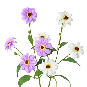 Künstliche lila und weiße Sonnenblumen und Gänseblümchen für Hochzeitsblumengestecke