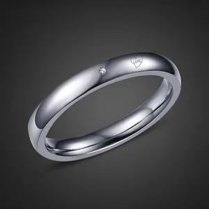 Minimalistische Titanstahl Herz Liebe Graviert Paar Ringe Echt Diamant Eingelegt Band Ring Valentinstag Schmuck Geschenk Für Herren Damen