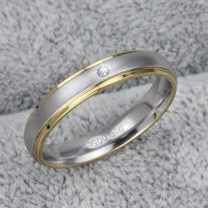 Minimalistischer 316L Edelstahl Ring Mit Echtem Diamanten Zweifarbig Gold Silber Partnerring Für Valentinstag Damen Herren Schmuck