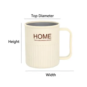Minimalistischer beiger Mundspülbecher mit Maßen: 8,5 cm Mund, 10,2 cm Höhe