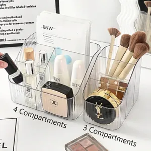 Premium clear acrylic makeup organizer with partitioned compartments for vanity desktop