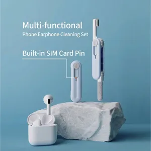 Kit de limpieza multifuncional para auriculares con aguja SIM en base de piedra