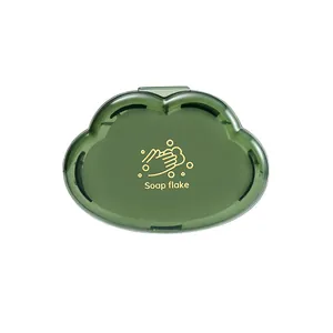 Portable green cloud-shaped soap flake box for travel with 50 sheets of paper soap