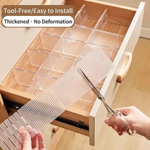 Clear Adjustable Drawer Dividers Transparent Plastic Storage Divider Grid Separator For Underwear Socks Home Organization