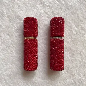 Detailed view of red rhinestone 10ml portable perfume atomizer refillable spray bottles