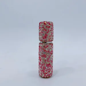 10ml portable refillable perfume atomizer bottle with pink rhinestones