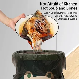 Bolsa de basura negra gruesa tipo chaleco para cocina con alta resistencia a pinchazos