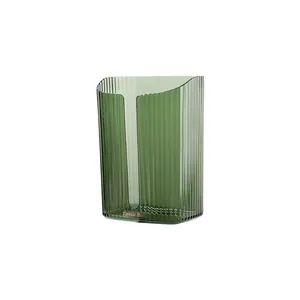 Moderno contenitore per fazzoletti da parete in acrilico verde a costine