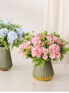 Realistic pink and blue Maria butterfly ball artificial flower bouquets in vases