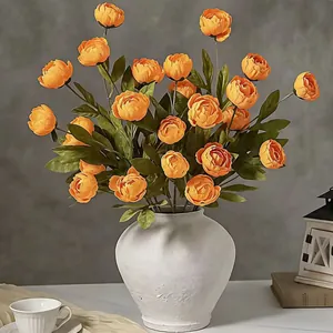 Lebendige künstliche orangefarbene Pfingstrosen in weißer Vase für Heimdekoration