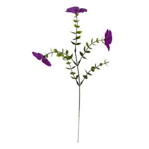 Elegant artificial purple pansy flower stem for home, office, and wedding floral decoration
