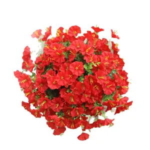 Vibrant red artificial petunia bouquet for home and outdoor decoration
