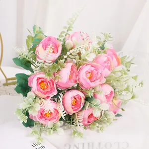 Artificial Peony Bouquet Realistic Silk Flower For Home Decoration Wedding Party Faux Flower Photography Props Floral