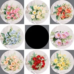 High-quality 6-fork artificial peony bouquet for elegant home decor in multiple colors