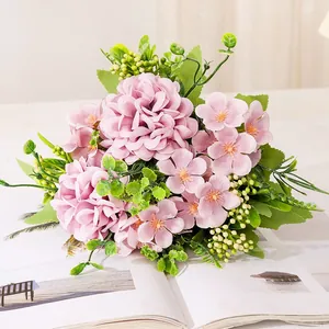 Elegant artificial pink and purple chrysanthemum bouquet for realistic home floral decor.