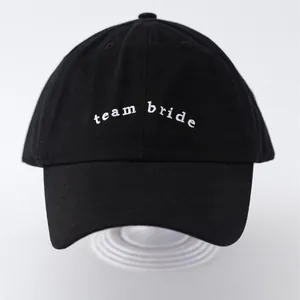 Minimalist Black Polyester Baseball Cap Team Bride Letter Embroidery Sun Protection Hat For Women Wedding Bachelorette Party