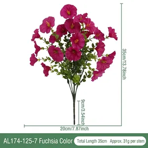 Artificial fuchsia morning glory bouquet with eucalyptus for home and garden decor